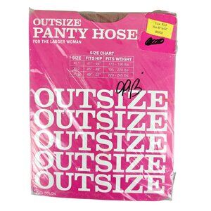 Outsize Vintage Panty Hose 3XL Beige Nylon Super Stretch For Larger Women